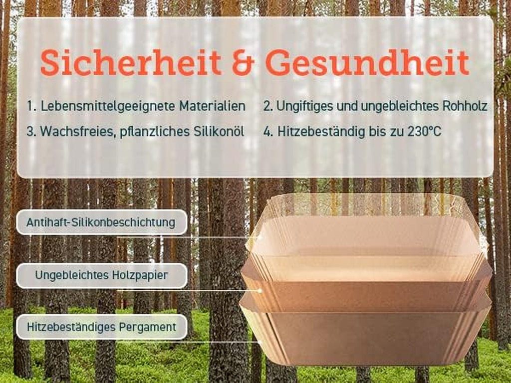 Cosori Backpapier Für Heißluftfritteuse XXL 4-7,3 L, 100 Stück 20 Cm, Ungebleichtes Airfryer Zubehör, Antihaftbeschichtete Einwegschalen, Pergamentpapier, Kompatibel Mit Gängigen Heißluftfritteusen