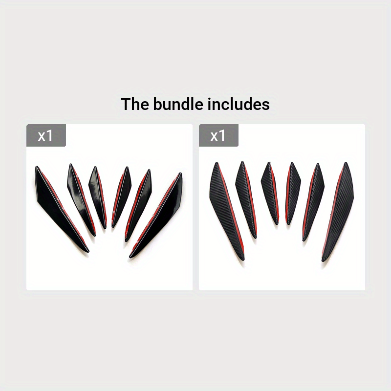 6pcs/set Universal Front Bumper Lip Decoration Diffuser Splitter Fins Body Spoiler Canards Valence Chin Car Tuning Canard
