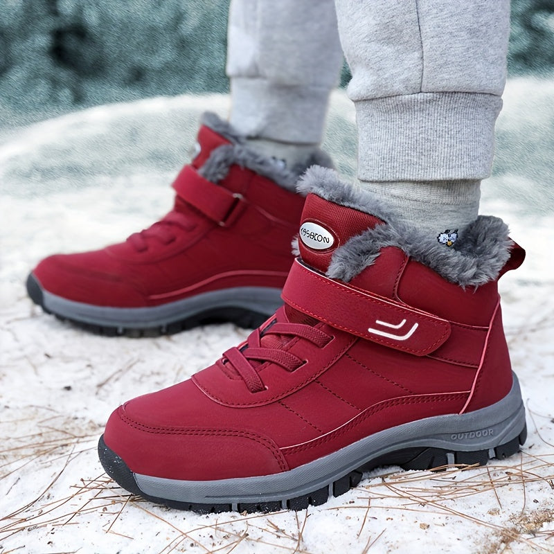 Women's Black Waterproof Non-slip Outdoor Sneakers, Winter Thermal Insulated Shoes, Women's Footwear