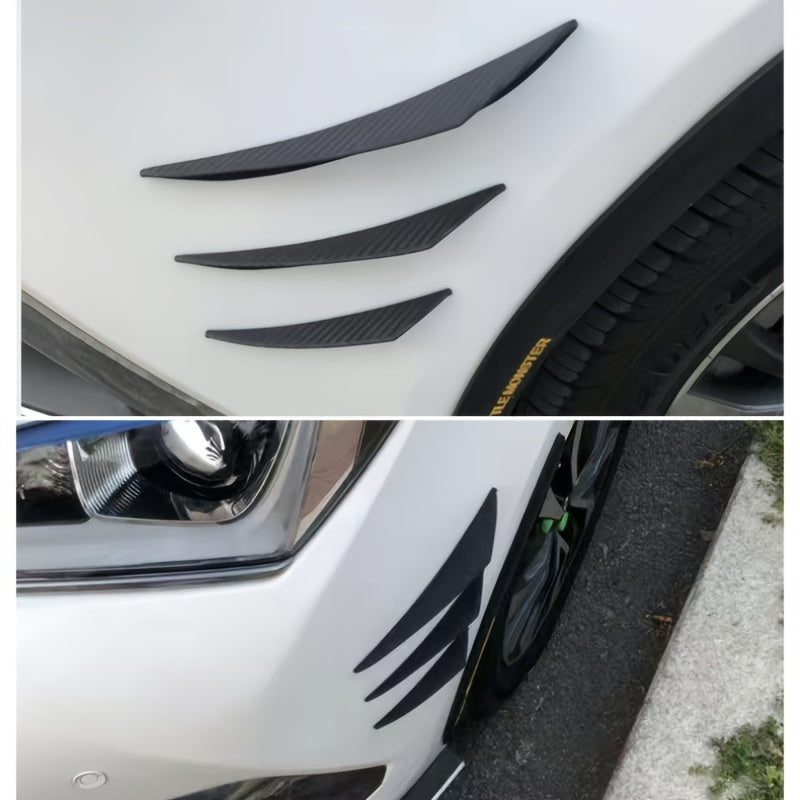6pcs/set Universal Front Bumper Lip Decoration Diffuser Splitter Fins Body Spoiler Canards Valence Chin Car Tuning Canard