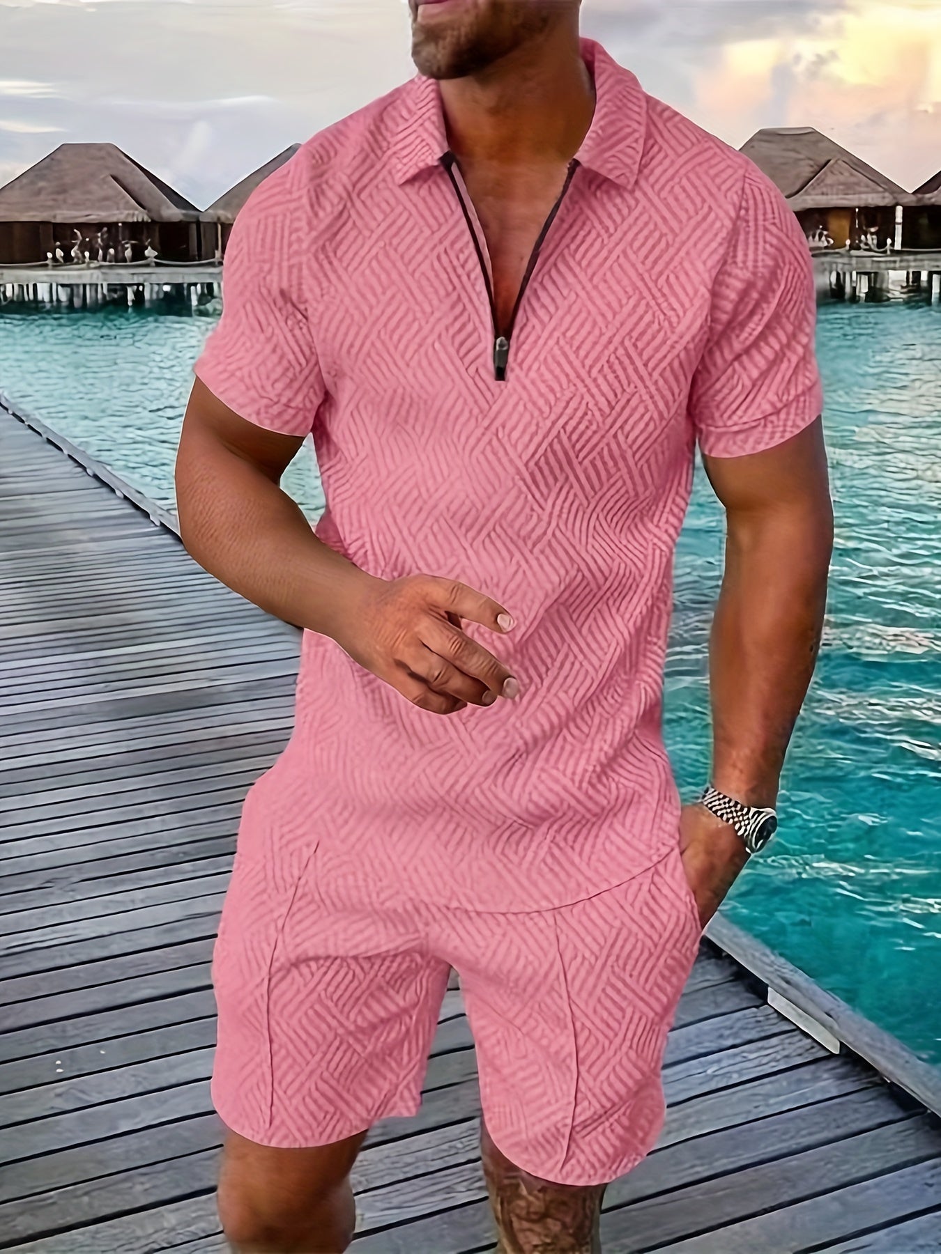 Men's T-shirt short sleeve + shorts casual sports suit blue