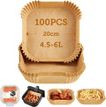 Cosori Backpapier Für Heißluftfritteuse XXL 4-7,3 L, 100 Stück 20 Cm, Ungebleichtes Airfryer Zubehör, Antihaftbeschichtete Einwegschalen, Pergamentpapier, Kompatibel Mit Gängigen Heißluftfritteusen