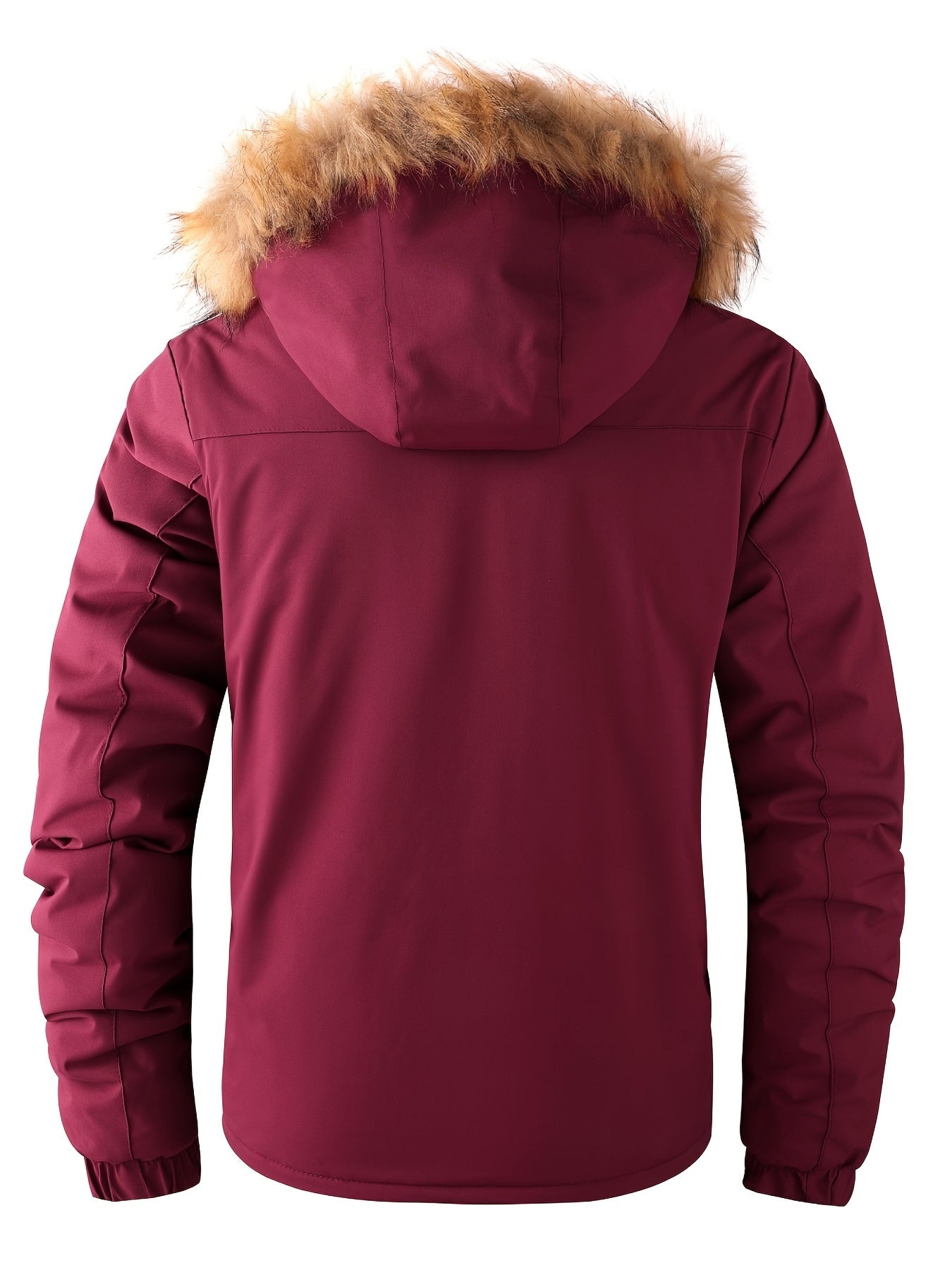 Men'S Winter Windbreaker Jacket with Lamb Fur Collar, Polyester 100% Windproof Zippered Sports Jacket, Alphabet Pattern, Regular Sleeve, Casual Outdoor Wear, H Fit, 150g/m² Fabric Weight