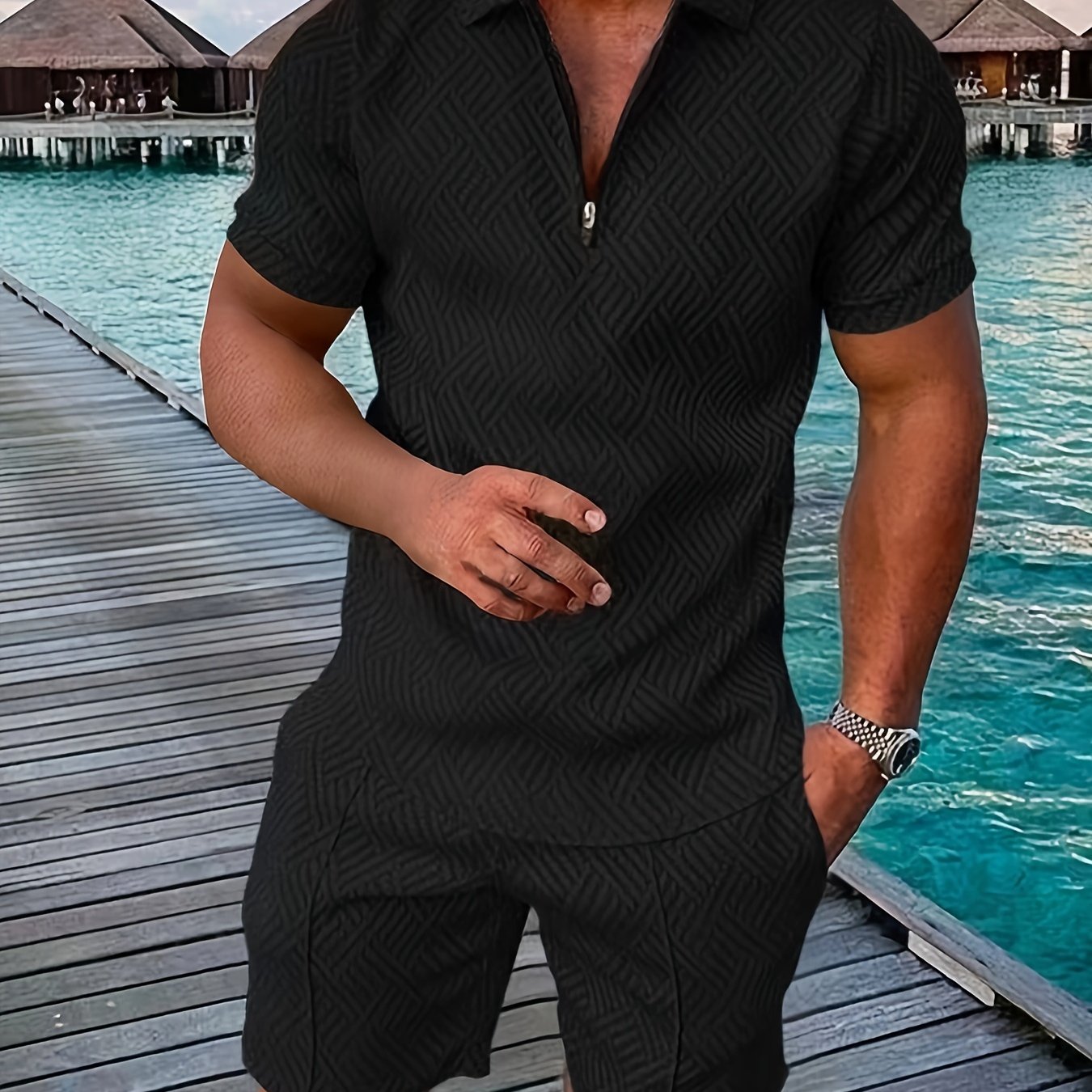 Men's T-shirt short sleeve + shorts casual sports suit blue