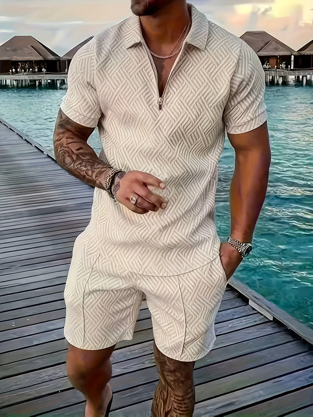 Men's T-shirt short sleeve + shorts casual sports suit blue