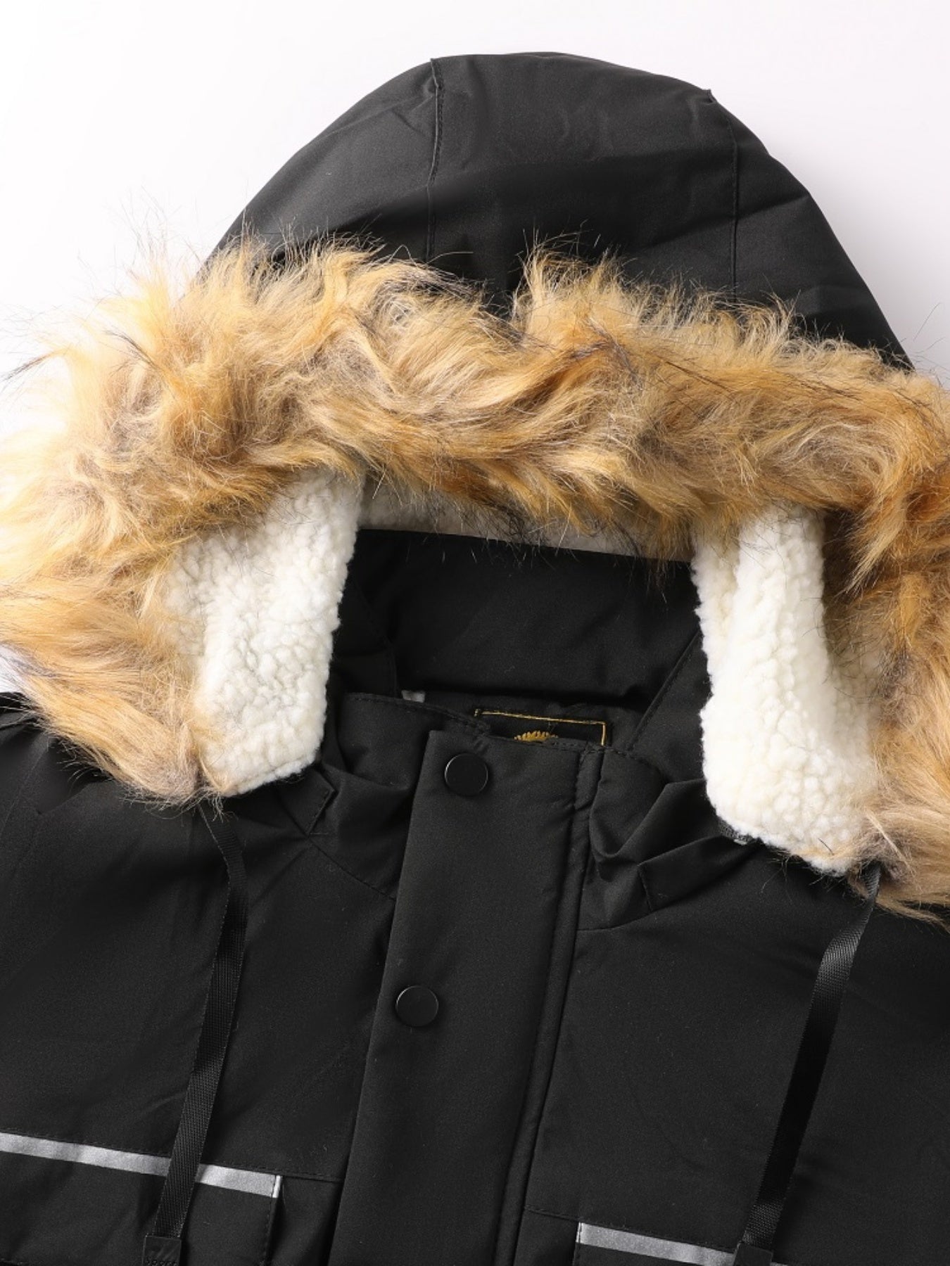 Men'S Winter Windbreaker Jacket with Lamb Fur Collar, Polyester 100% Windproof Zippered Sports Jacket, Alphabet Pattern, Regular Sleeve, Casual Outdoor Wear, H Fit, 150g/m² Fabric Weight