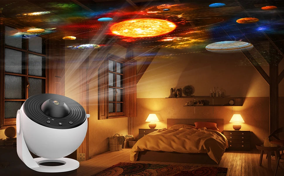 Galaxy-Projektor für Schlafzimmer, 13 Filmscheiben, HD-Bild, Sternprojektor, Nachtlicht 360 °   Rotierender Planetariumsprojektor für Kinder