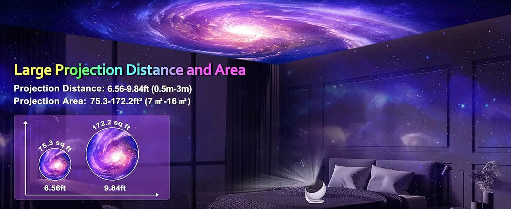 Galaxy-Projektor für Schlafzimmer, 13 Filmscheiben, HD-Bild, Sternprojektor, Nachtlicht 360 °   Rotierender Planetariumsprojektor für Kinder