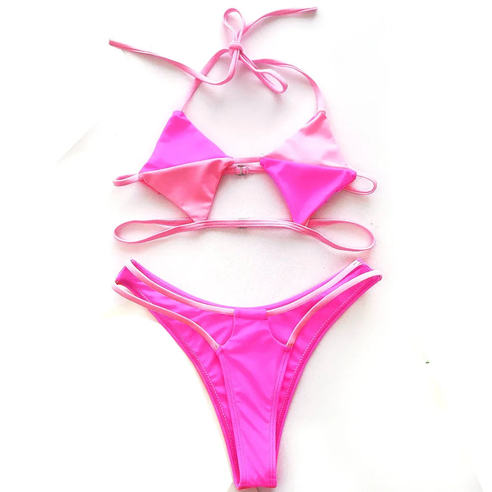 Ausgehöhltes rotes sexy Bikini-Set für Damen, String-Badeanzug, Push-Up-Bademode, 2025, gebundener Tanga, brasilianischer Bikini-Badeanzug, Badebekleidung