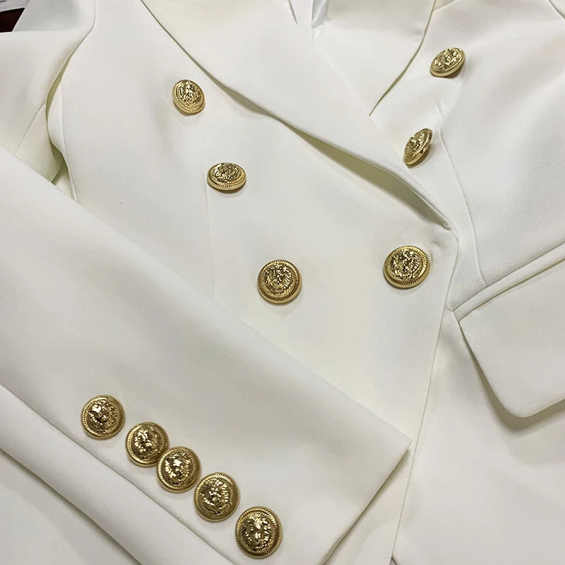 HÖCHSTE QUALITÄT Neue Mode 2026 Designer-Jacke Damen Klassischer Doppelreihiger Blazer mit Metall-Löwenknöpfen Größe S-5XL