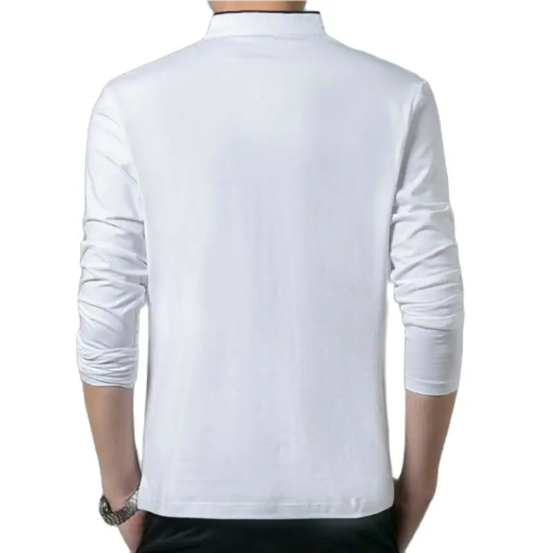 Heißer Verkauf 2026 Frühling Herren T-shirt Langarm Stehen Grund Solide Bluse T Shirt Top Casual Baumwolle T-shirt Männer Unterhemd