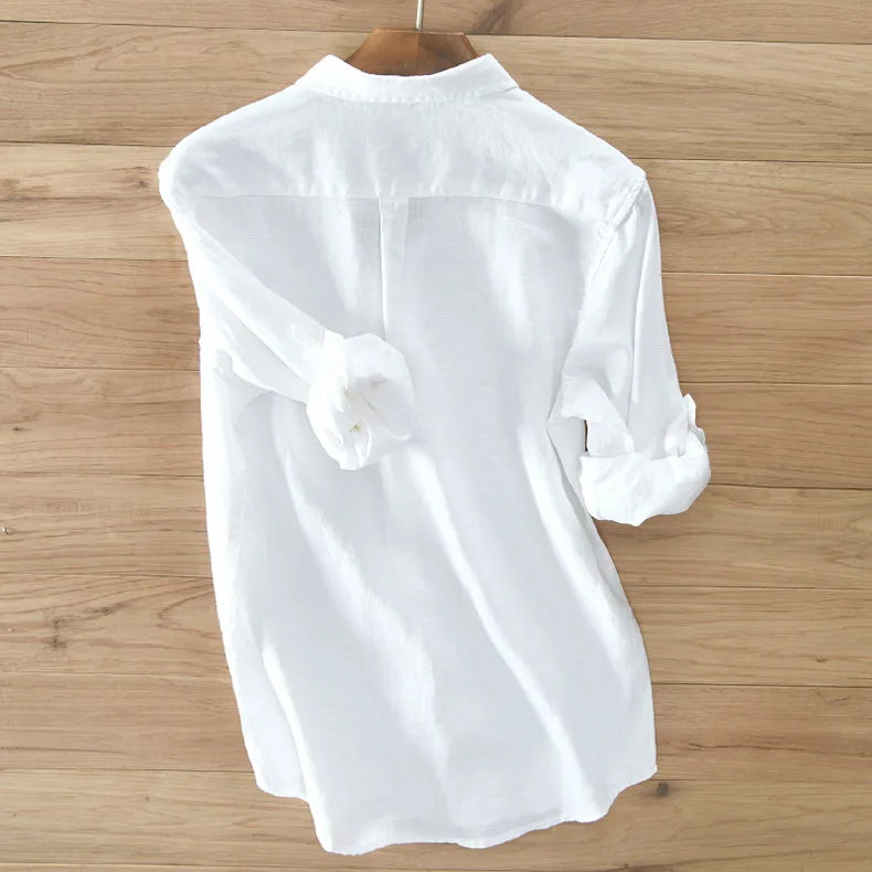 Neue Designer Italien Stil 100 % Leinen Langarm-shirt Männer Marke Casual 5 Farben Solide Weiß Shirts Für Männer top Camisa Chemise