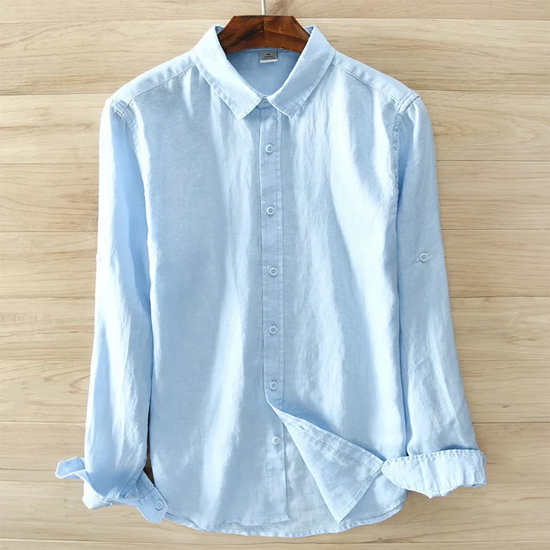 Neue Designer Italien Stil 100 % Leinen Langarm-shirt Männer Marke Casual 5 Farben Solide Weiß Shirts Für Männer top Camisa Chemise