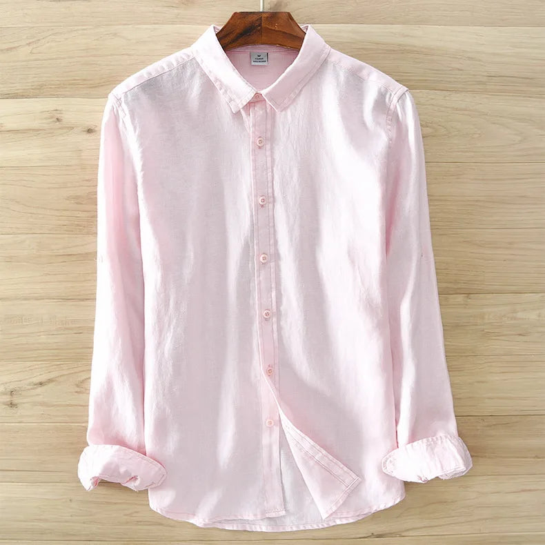 Neue Designer Italien Stil 100 % Leinen Langarm-shirt Männer Marke Casual 5 Farben Solide Weiß Shirts Für Männer top Camisa Chemise
