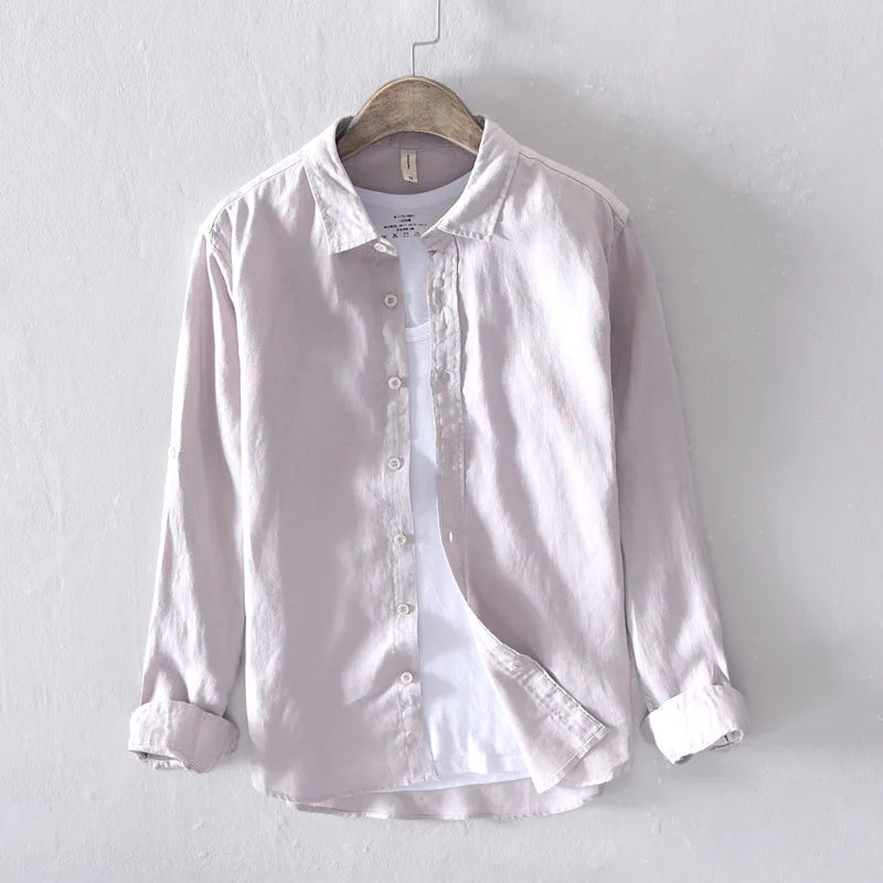 Neue Designer Italien Stil 100 % Leinen Langarm-shirt Männer Marke Casual 5 Farben Solide Weiß Shirts Für Männer top Camisa Chemise