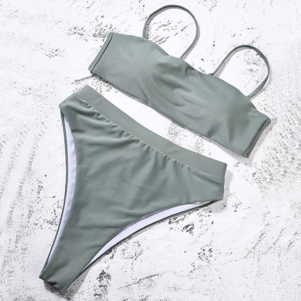 ZTVitality Sexy Bikinis Solide Push Up Bikini Biquini Mujer 2021 Heißer Verkauf Gepolsterte Bh Riemen Hohe Taille Badeanzug Bademode Frauen Druck Biquini S-XL