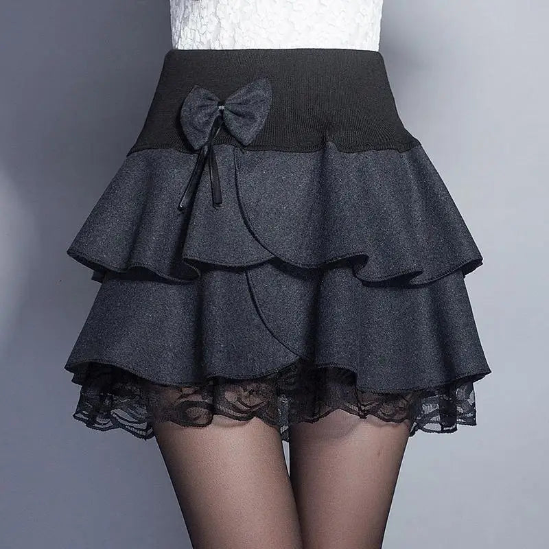 Zuolunouba Sommer Schlank Adrette Rock Frauen Blume Bogen Mini Tutu Stil Elastizität Spitze Röcke Shorts Dame Hohe Taille Student