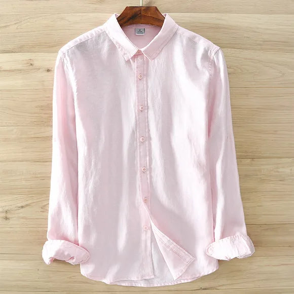 Neue Designer Italien Stil 100 % Leinen Langarm-shirt Männer Marke Casual 5 Farben Solide Weiß Shirts Für Männer top Camisa Chemise