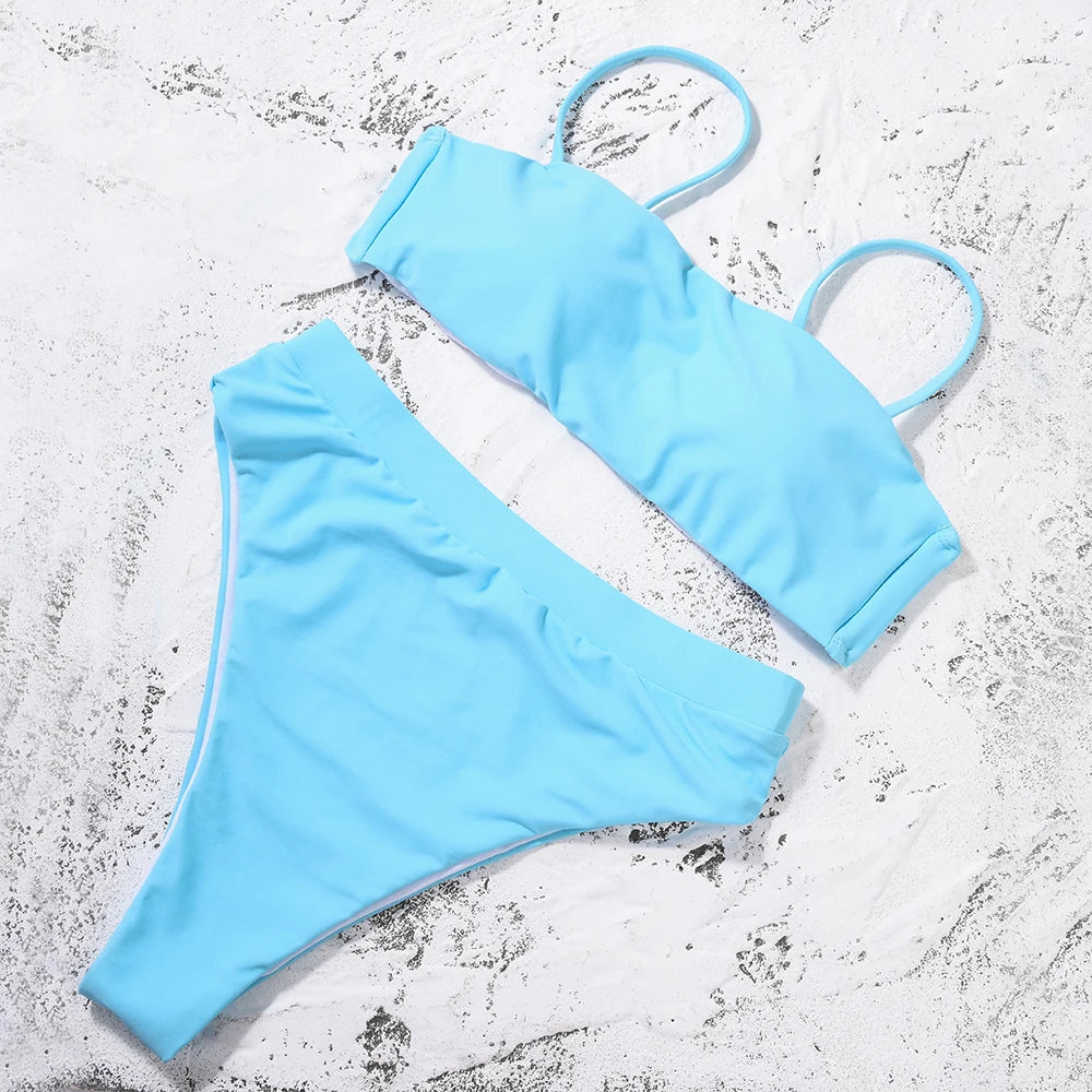 ZTVitality Sexy Bikinis Solide Push Up Bikini Biquini Mujer 2021 Heißer Verkauf Gepolsterte Bh Riemen Hohe Taille Badeanzug Bademode Frauen Druck Biquini S-XL