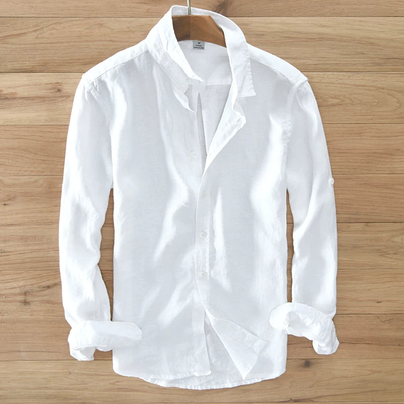 Neue Designer Italien Stil 100 % Leinen Langarm-shirt Männer Marke Casual 5 Farben Solide Weiß Shirts Für Männer top Camisa Chemise