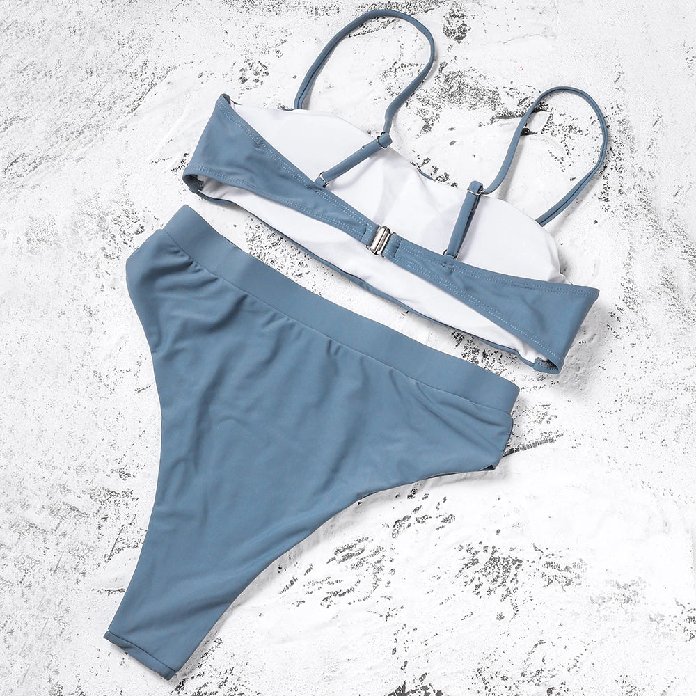 ZTVitality Sexy Bikinis Solide Push Up Bikini Biquini Mujer 2021 Heißer Verkauf Gepolsterte Bh Riemen Hohe Taille Badeanzug Bademode Frauen Druck Biquini S-XL