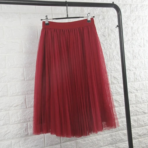 TingYiLi 4-lagiger Tüllrock für Damen, Schwarz, Grau, Weiß, Tüllrock für Erwachsene, elastisch, hohe Taille, plissierter Midirock