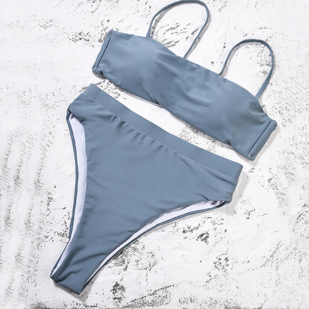 ZTVitality Sexy Bikinis Solide Push Up Bikini Biquini Mujer 2021 Heißer Verkauf Gepolsterte Bh Riemen Hohe Taille Badeanzug Bademode Frauen Druck Biquini S-XL