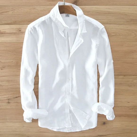 Neue Designer Italien Stil 100 % Leinen Langarm-shirt Männer Marke Casual 5 Farben Solide Weiß Shirts Für Männer top Camisa Chemise