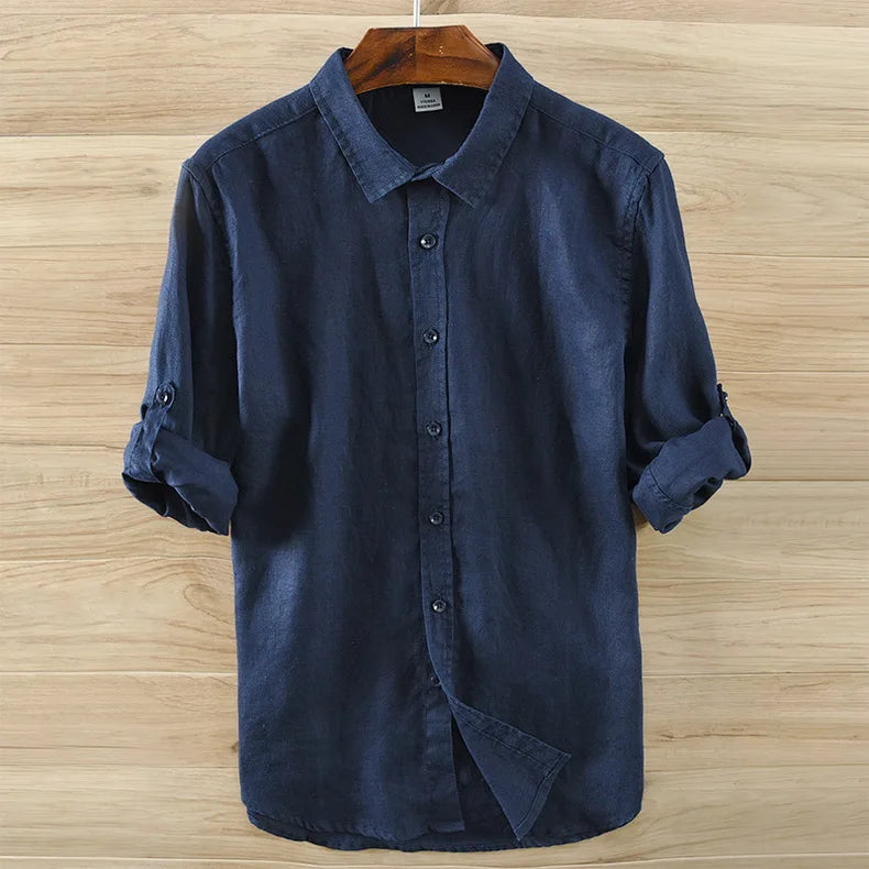 Neue Designer Italien Stil 100 % Leinen Langarm-shirt Männer Marke Casual 5 Farben Solide Weiß Shirts Für Männer top Camisa Chemise
