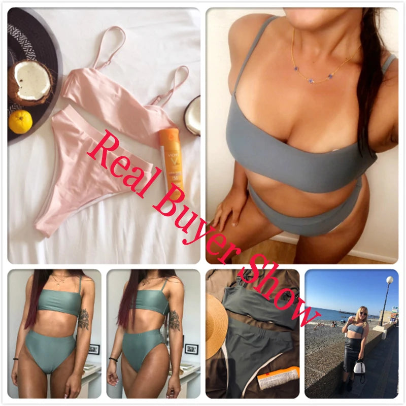 ZTVitality Sexy Bikinis Solide Push Up Bikini Biquini Mujer 2021 Heißer Verkauf Gepolsterte Bh Riemen Hohe Taille Badeanzug Bademode Frauen Druck Biquini S-XL