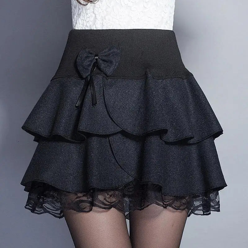Zuolunouba Sommer Schlank Adrette Rock Frauen Blume Bogen Mini Tutu Stil Elastizität Spitze Röcke Shorts Dame Hohe Taille Student