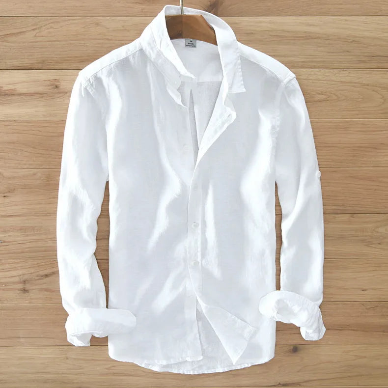 Neue Designer Italien Stil 100 % Leinen Langarm-shirt Männer Marke Casual 5 Farben Solide Weiß Shirts Für Männer top Camisa Chemise