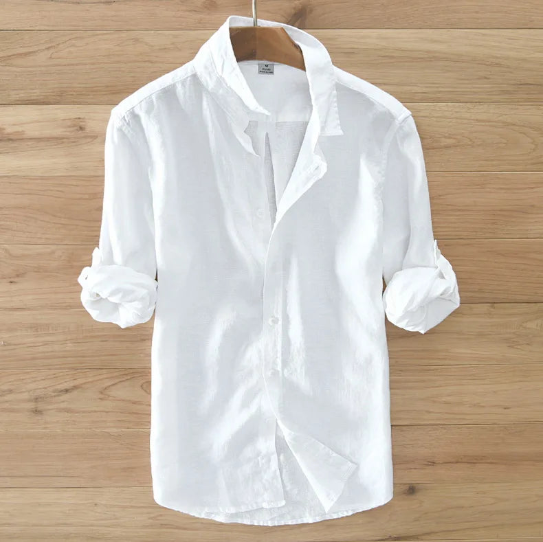 Neue Designer Italien Stil 100 % Leinen Langarm-shirt Männer Marke Casual 5 Farben Solide Weiß Shirts Für Männer top Camisa Chemise