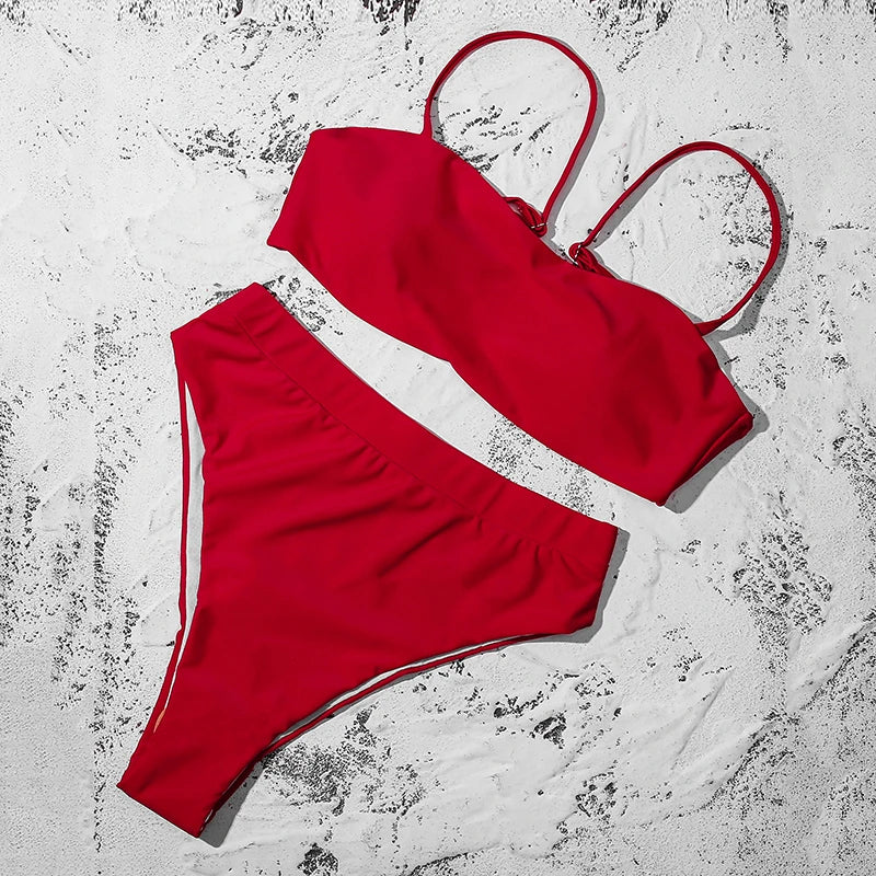 ZTVitality Sexy Bikinis Solide Push Up Bikini Biquini Mujer 2021 Heißer Verkauf Gepolsterte Bh Riemen Hohe Taille Badeanzug Bademode Frauen Druck Biquini S-XL
