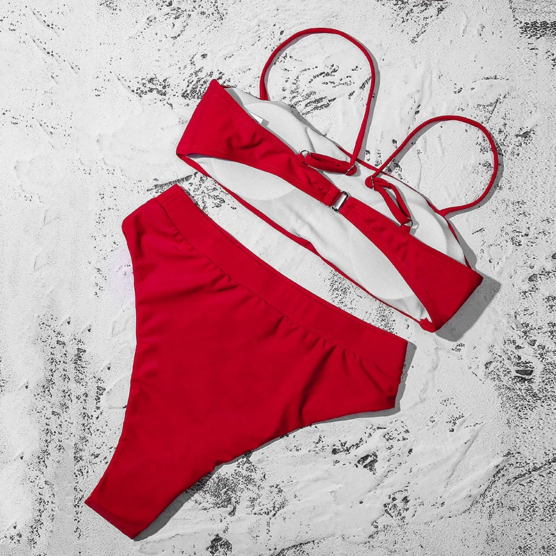 ZTVitality Sexy Bikinis Solide Push Up Bikini Biquini Mujer 2021 Heißer Verkauf Gepolsterte Bh Riemen Hohe Taille Badeanzug Bademode Frauen Druck Biquini S-XL