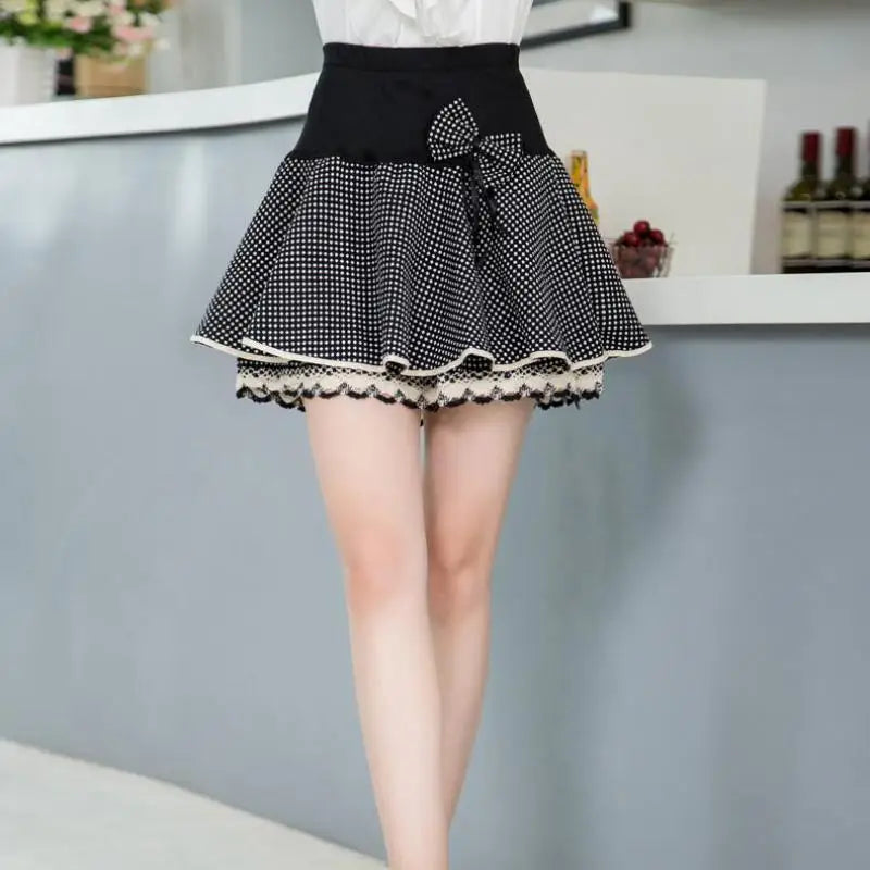 Zuolunouba Sommer Schlank Adrette Rock Frauen Blume Bogen Mini Tutu Stil Elastizität Spitze Röcke Shorts Dame Hohe Taille Student
