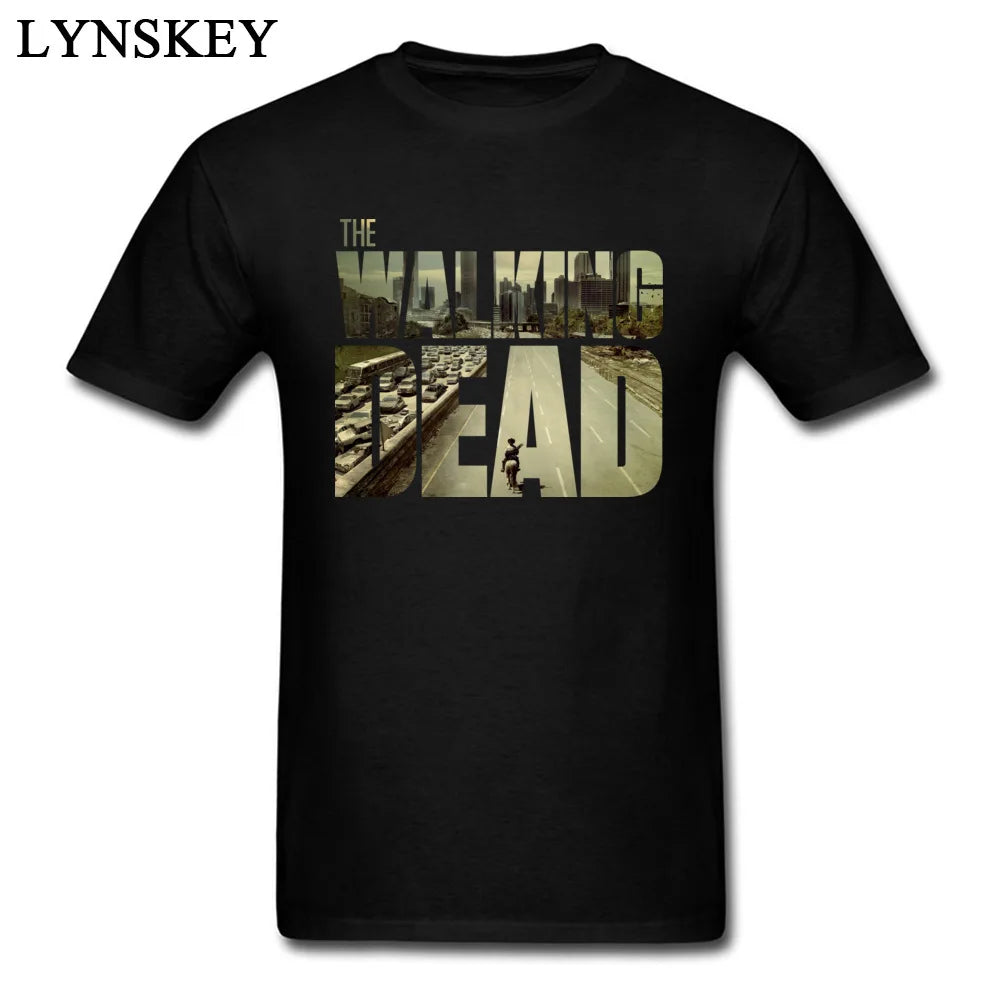 Das Walking Dead Funky T-Shirt Herren Kurzarm Baumwolle T-Shirt maßge schneiderte Freund Top cool schwarz