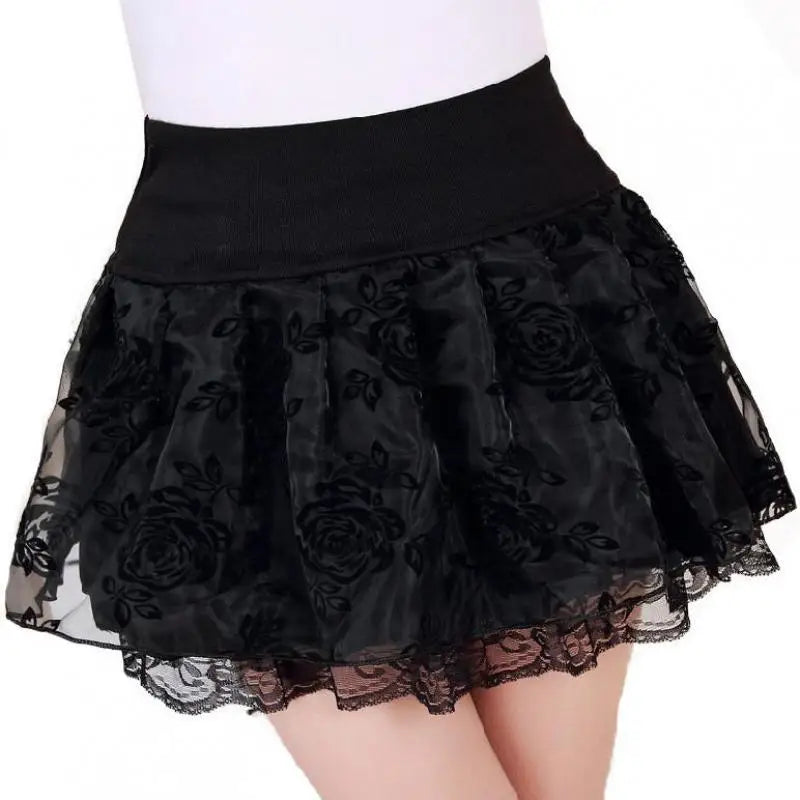 Zuolunouba Sommer Schlank Adrette Rock Frauen Blume Bogen Mini Tutu Stil Elastizität Spitze Röcke Shorts Dame Hohe Taille Student