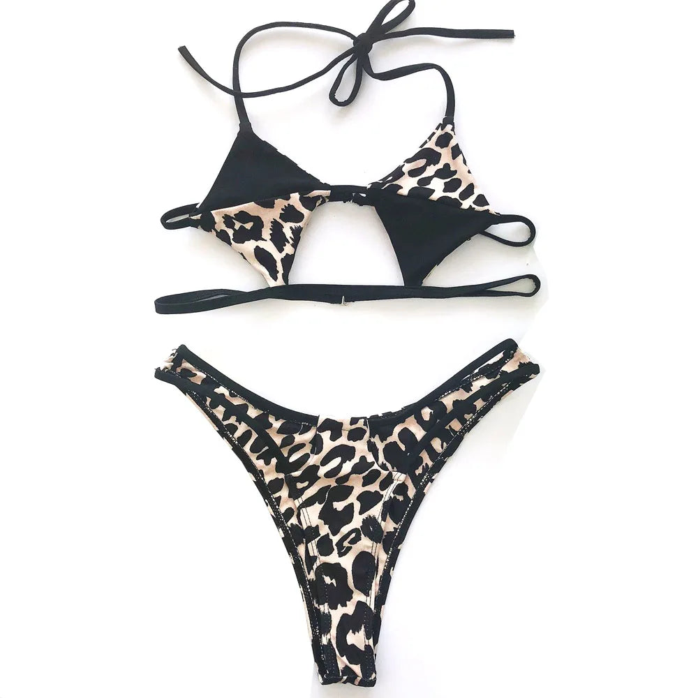 Ausgehöhltes rotes sexy Bikini-Set für Damen, String-Badeanzug, Push-Up-Bademode, 2025, gebundener Tanga, brasilianischer Bikini-Badeanzug, Badebekleidung