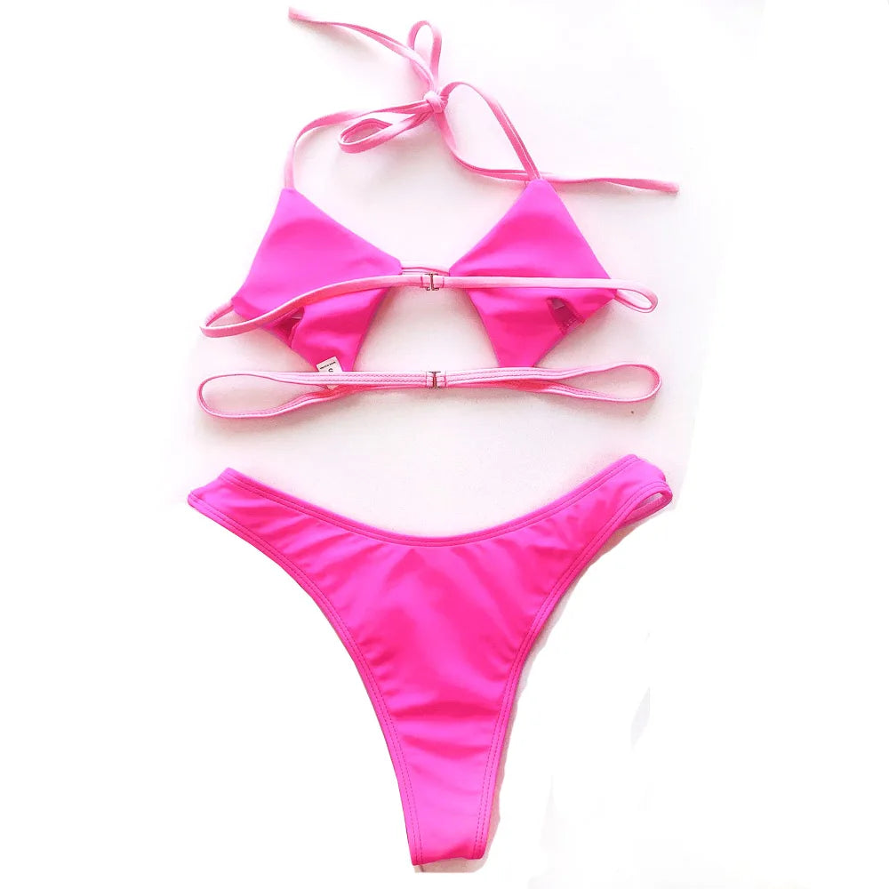 Ausgehöhltes rotes sexy Bikini-Set für Damen, String-Badeanzug, Push-Up-Bademode, 2025, gebundener Tanga, brasilianischer Bikini-Badeanzug, Badebekleidung