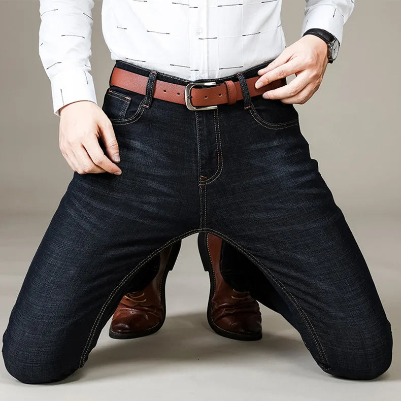 Herrenmode Business Jeans Klassischer Stil Casual Stretch Slim Jean Hosen Männliche Marke Denim Hosen Schwarz Blau