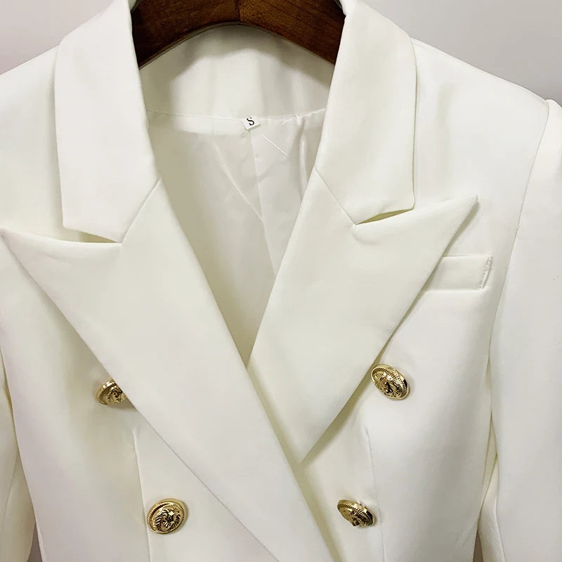 HÖCHSTE QUALITÄT Neue Mode 2026 Designer-Jacke Damen Klassischer Doppelreihiger Blazer mit Metall-Löwenknöpfen Größe S-5XL