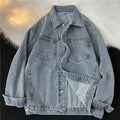 BF Stil Gewaschene Denim Jacke Für Frauen Oversize Casual Einfarbig Jean Mantel Frühling Herbst Einfache Lose Jean Oberbekleidung