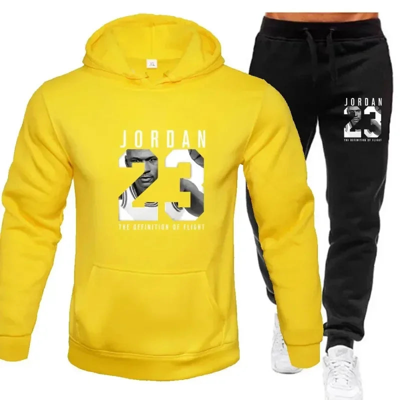Der Sweatshirt-Hoodie ist ein Herren-Set für den Frühling 2025, ein Damen-Set für Damen-Sportbekleidung mit Kapuzenpullover und Jogginghose