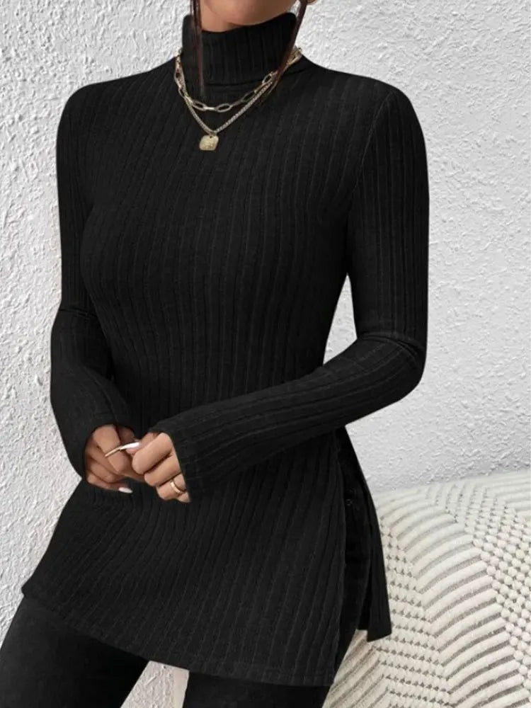 Damen Herbst-und Winter pullover mit hohem Hals unterteil