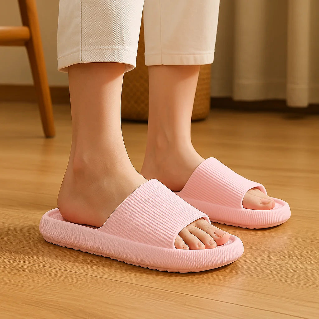 EVA-Strandpantoffeln mit dicker Sohle, 4 cm, wolkenartiger Komfort, Heimgebrauch, Paar, höhenvergrößernde, einfarbige Sommersandalen für den Innenbereich
