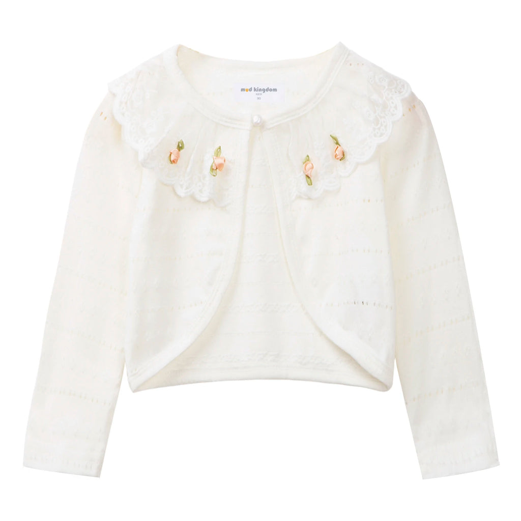Mud kingdom Grils Strickjacke Pullover Frühling Langarm Bolero Achsel zucken Spitze kurze Strickjacke für Kleinkind Kleidung dünne Mantel Jacke