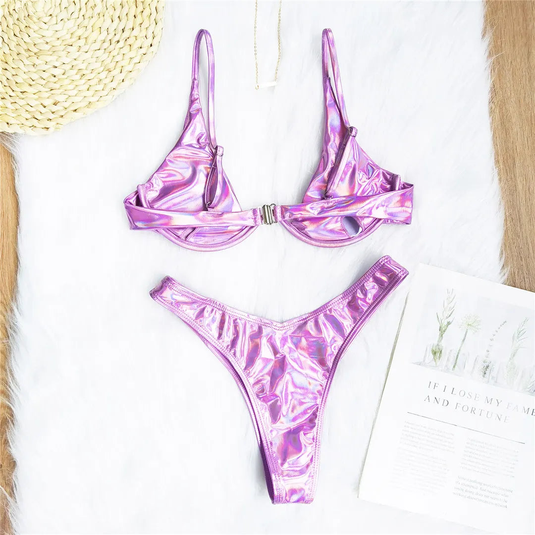 S - XL V-bar Bügel Bikini Weiblichen Badeanzug Frauen Bademode Zwei-stück V-form Draht Bikini set Badende Badeanzug Schwimmen V439