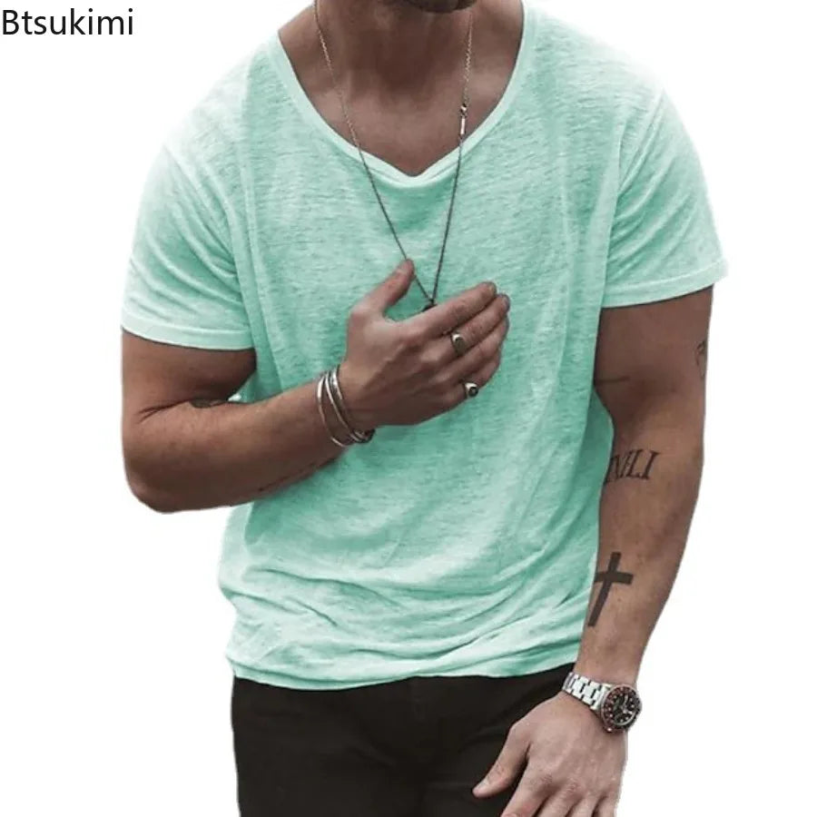 Sommer Mode Männer Kleidung Lose Beiläufige Kurzarm Oansatz T-shirts Einfarbig Einfache Grundlegende Pullover Männlich Vintage Dünne Tees