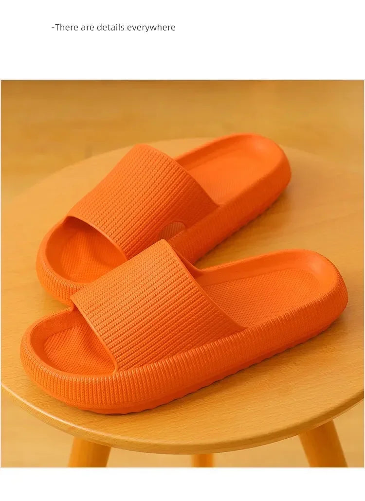 EVA-Strandpantoffeln mit dicker Sohle, 4 cm, wolkenartiger Komfort, Heimgebrauch, Paar, höhenvergrößernde, einfarbige Sommersandalen für den Innenbereich